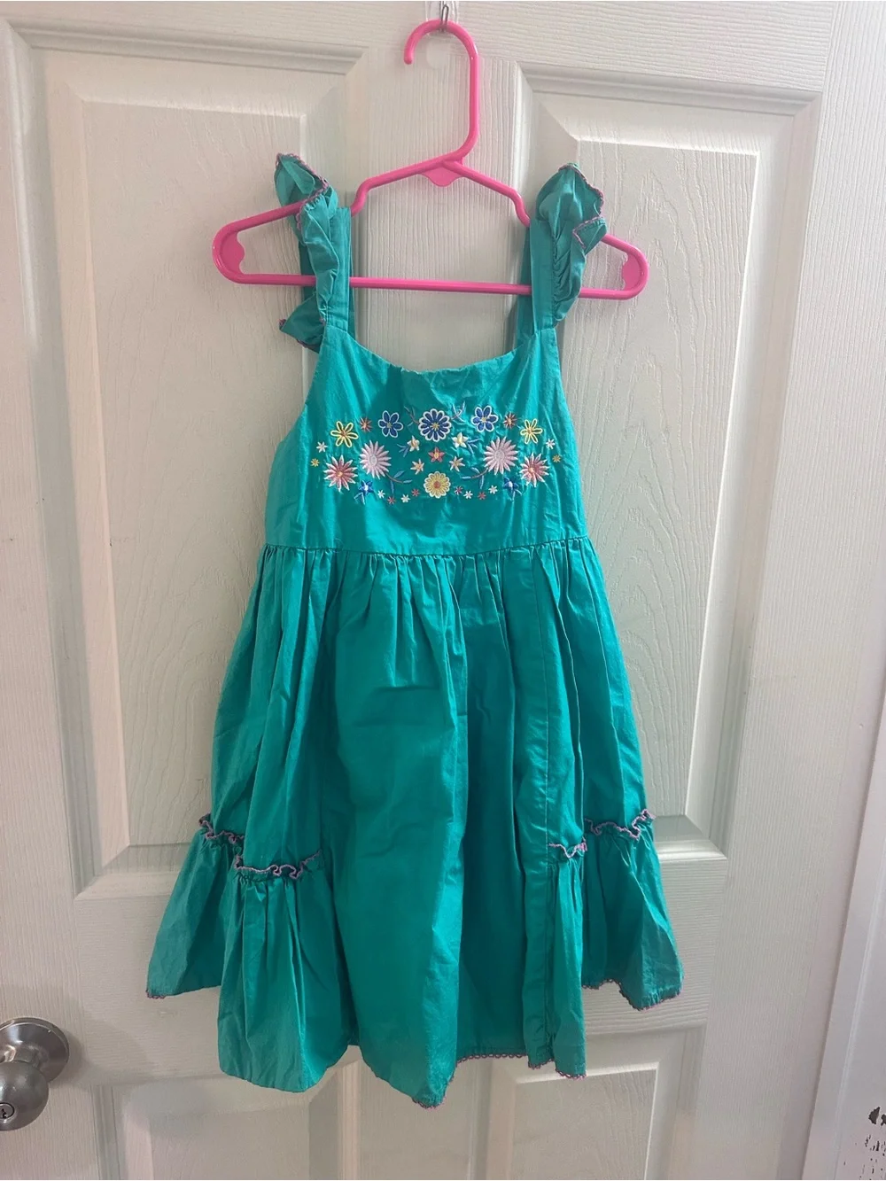 Girls' Green Floral Embroidered Sundress & Pale Yellow Eyelet Dress - lot of 2